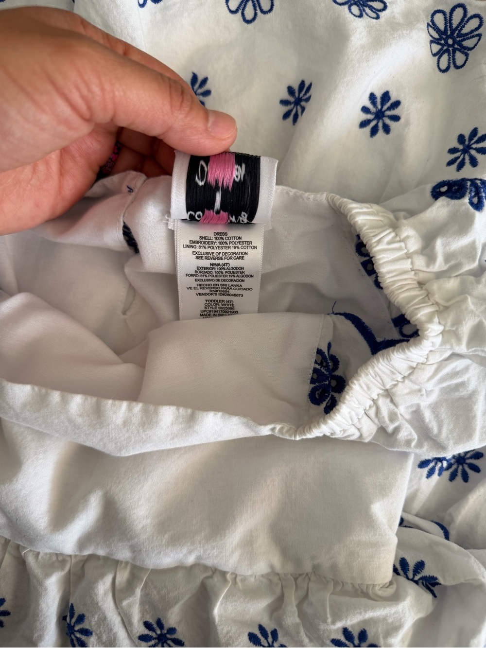 White & Blue Embroidered Ruffle Kids Dress Size 4T - Picture 8 of 8